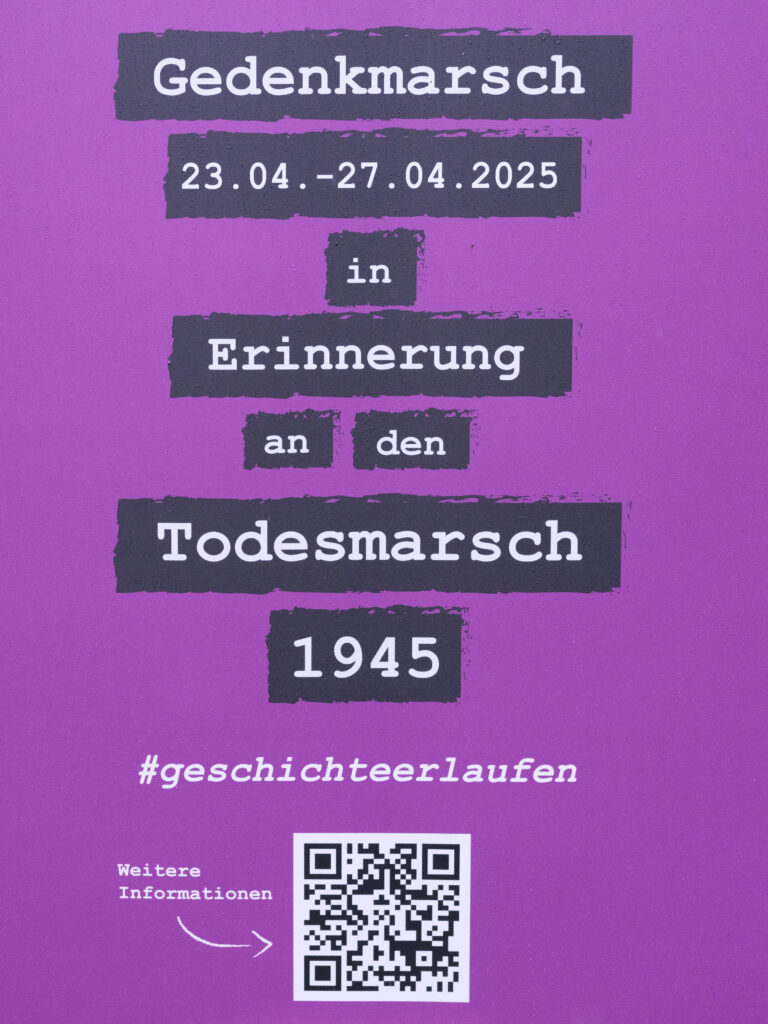 Plakat zum Gedenkmarsch vom 23. bis 27. April 2025 in Erinnerung an den Todesmarsch 1945.